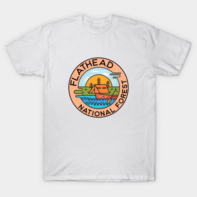 Flathead National Forest Montana Camping Canoe T-Shirt by DD2019